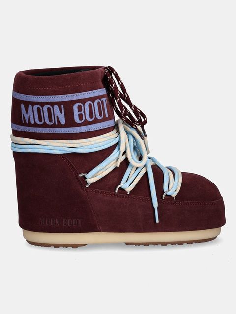 Moon Boot śniegowce MB ICON LOW SUEDE LACES kolor czerwony 80D1409670 D013