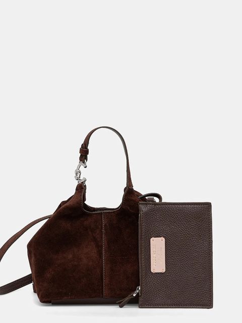 Coccinelle torebka zamszowa kolor brązowy E1.THE.58.01.01 - zdjęcie produktu nr 1