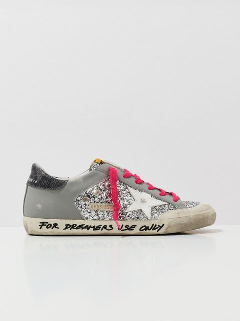 GOLDEN GOOSE - Szaro-brokatowe sneakersy Super Star