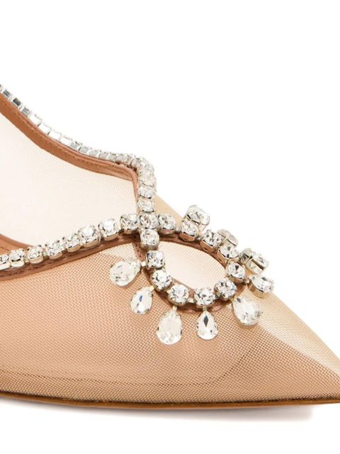 Aquazzura 85mm crystal-embellished mesh pumps - Neutrals