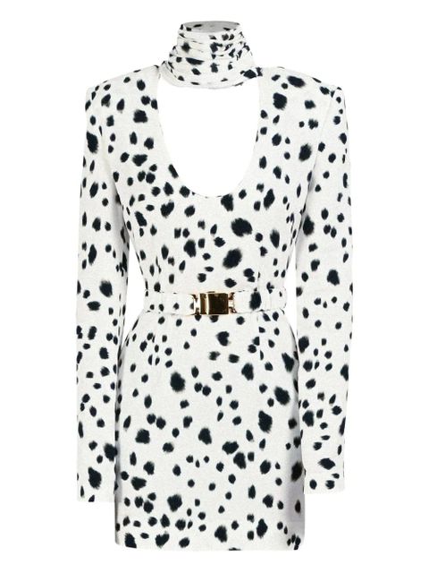 Rowen Rose dalmatian draped-collar mini dress - White - zdjęcie produktu nr 1