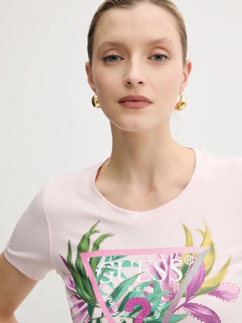 Guess t-shirt damski kolor różowy W5GI07 J1314