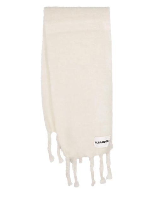 Jil Sander logo-patch chunky-knit scarf - White - zdjęcie produktu nr 1