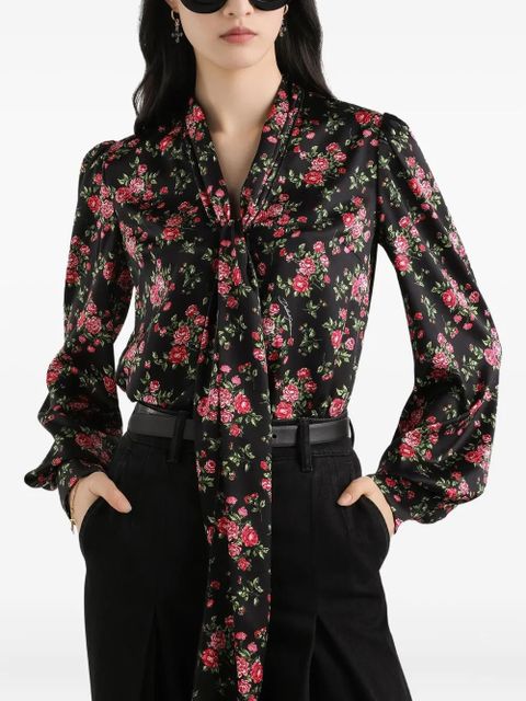 Dolce & Gabbana floral tie-neck blouse - Black