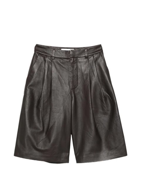 Yves Salomon pleated leather shorts - Brown - zdjęcie produktu nr 1