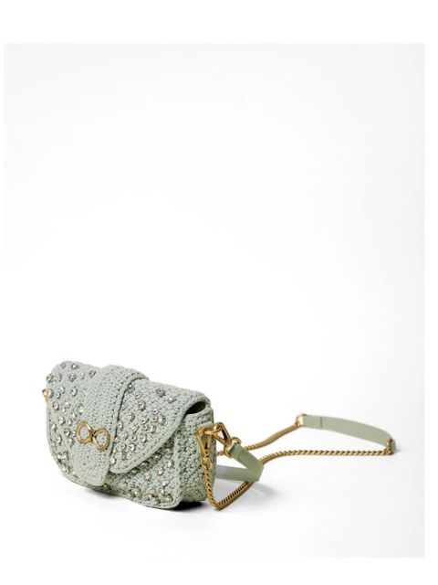 TWINSET crystal-embellished crochet shoulder bag - Blue