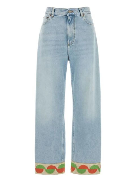 Valentino Garavani jacquard-trim jeans - Blue - zdjęcie produktu nr 1