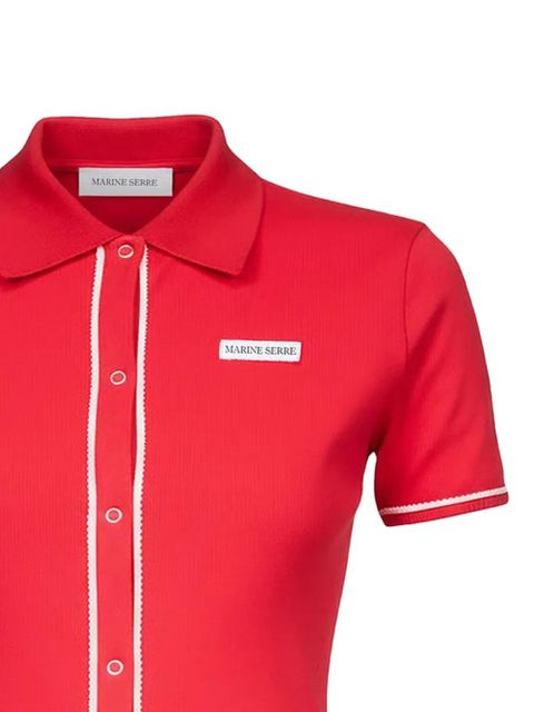 Marine Serre ribbed-trim shirt - Red - zdjęcie produktu nr 2