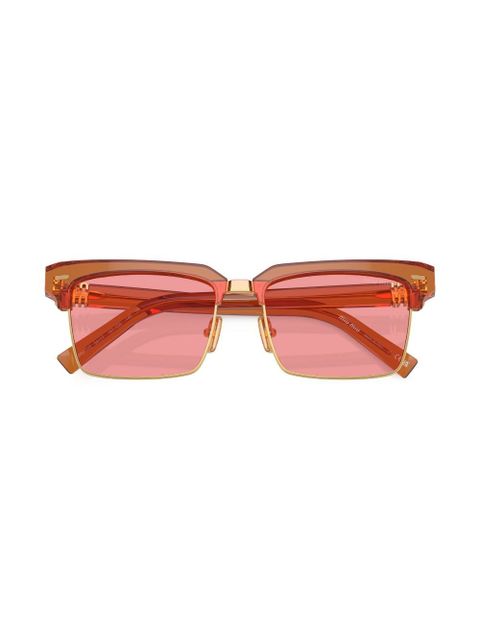 Miu Miu Eyewear logo-lettering square-frame sunglasses - Brown