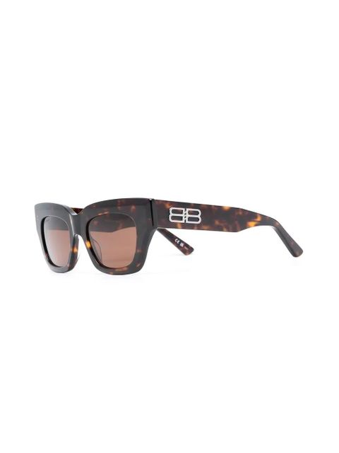 Balenciaga Eyewear logo-plaque square-frame sunglasses - Brown - zdjęcie produktu nr 2