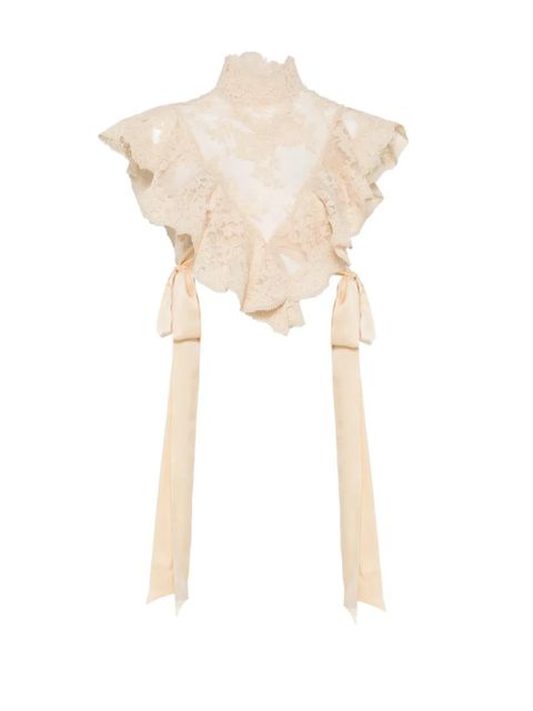 ZIMMERMANN Luna lace ruffled top - Neutrals - zdjęcie produktu nr 1