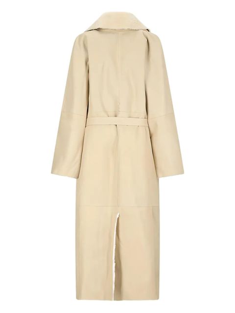 Magda Butrym belted leather coat - Neutrals