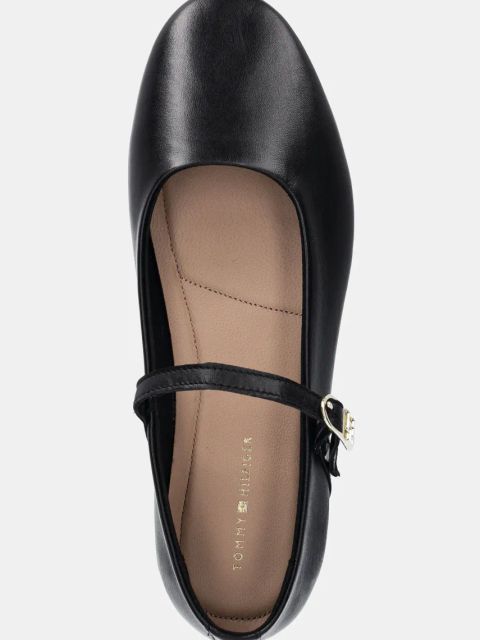 Tommy Hilfiger baleriny skórzane LEATHER MARYJANE BALLERINA kolor czarny FW0FW08651