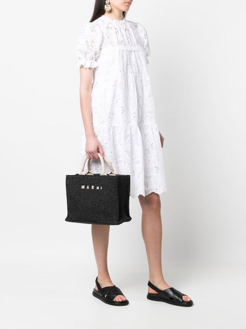 Marni logo-lettering raffia tote bag - Black - zdjęcie produktu nr 2