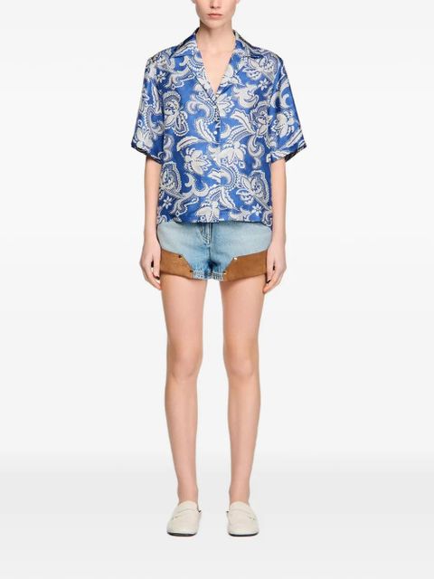SANDRO floral printed short-sleeve shirt - Blue