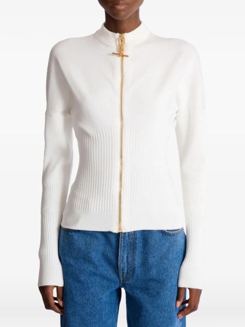 Balmain zip-up knitted cardigan - White
