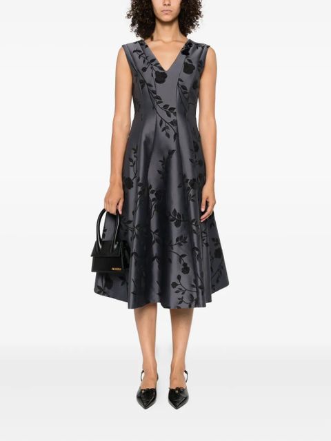 Max Mara floral-print V-neck mini dress - Grey - zdjęcie produktu nr 2