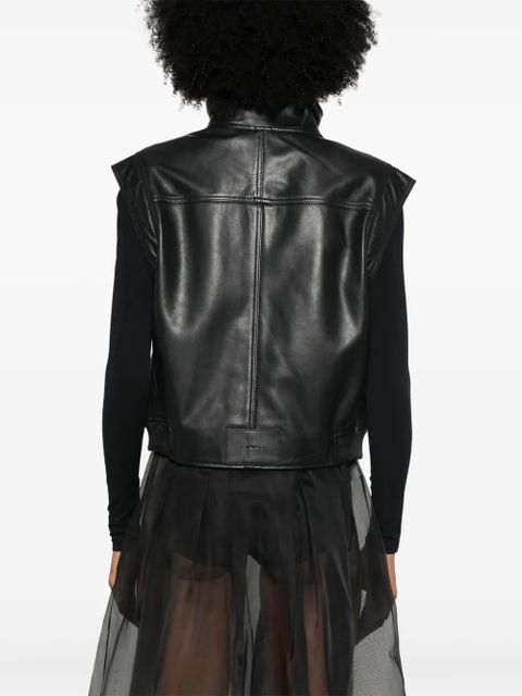 PINKO leather biker gilet - Black