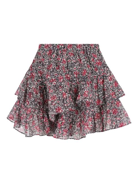 ISABEL MARANT floral-print ruffled mini skirt - Black - zdjęcie produktu nr 1