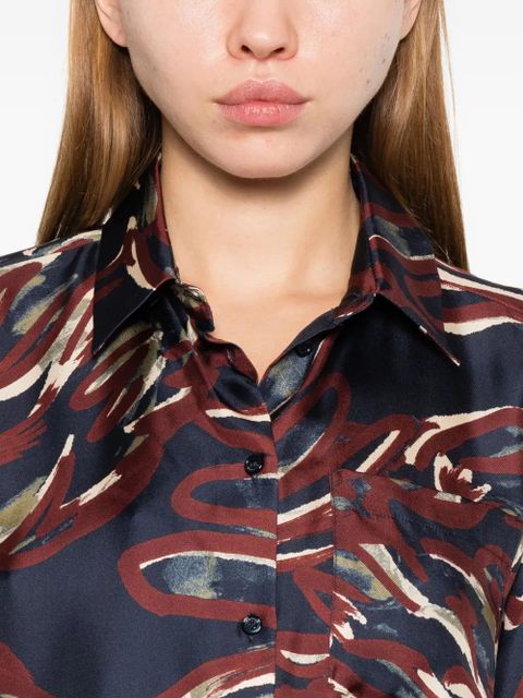 Max Mara buttoned abstract-pattern shirt - Blue