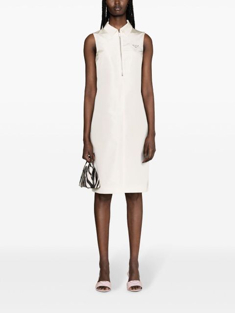 Prada logo-appliqué faille dress - Neutrals - zdjęcie produktu nr 2