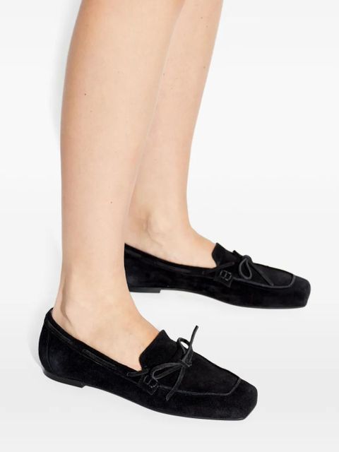 Aeyde bow-detail suede loafers - Black