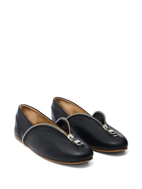 JW Anderson zip-detail leather ballerina flats - Black