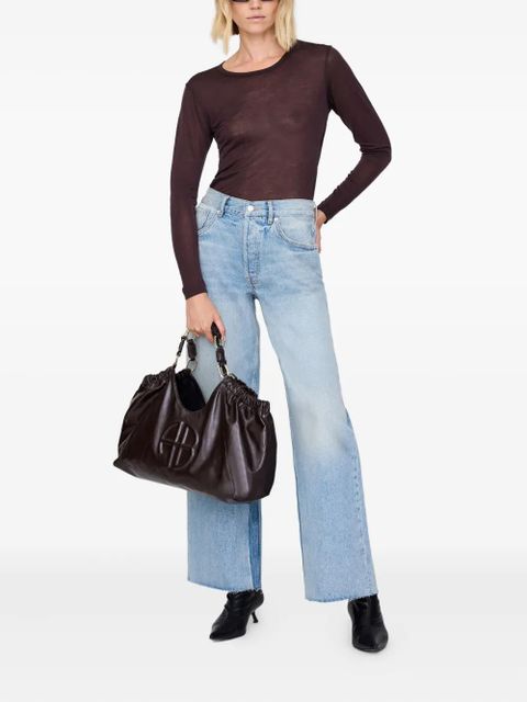 ANINE BING medium Kate embossed-logo drawstring tote bag - Red - zdjęcie produktu nr 2