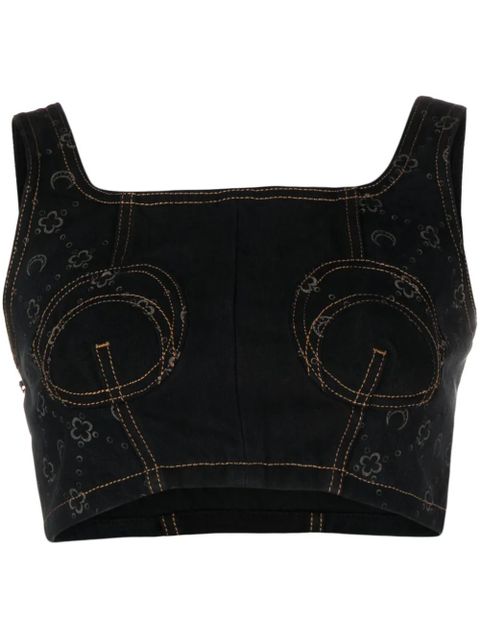 Marine Serre Regenerated denim bustier top - Black - zdjęcie produktu nr 1