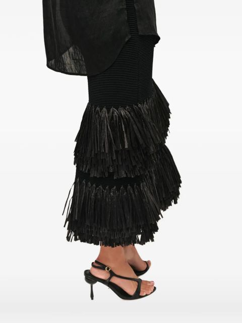 Aje Agave fringed midi skirt - Black