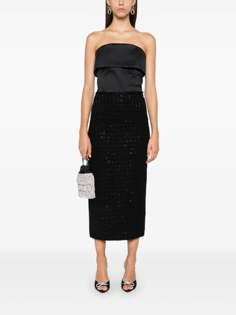 ROTATE BIRGER CHRISTENSEN bouclé midi skirt - Black - zdjęcie produktu nr 2