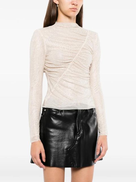 Self-Portrait rhinestone embellished top - Neutrals