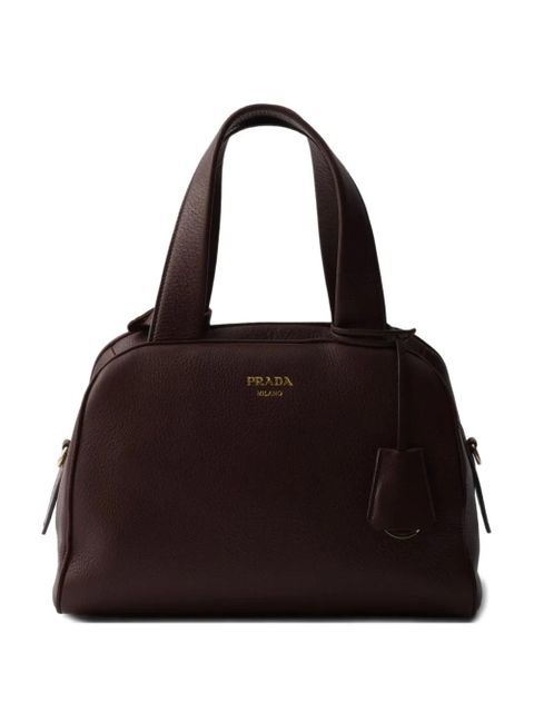 Prada leather top-handle embossed-logo tote bag - Brown - zdjęcie produktu nr 1