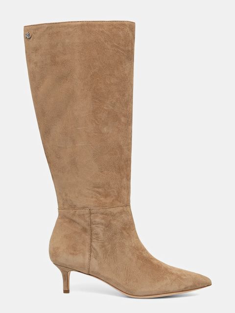 Lauren Ralph Lauren kozaki zamszowe Mckay Tl Hl damskie kolor beżowy na szpilce 802967811001 - zdjęcie produktu nr 2