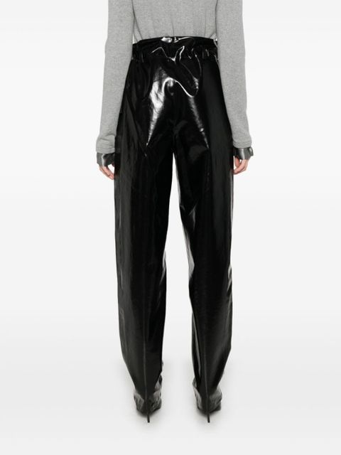Saint Laurent paperbag-waist coated trousers - Black