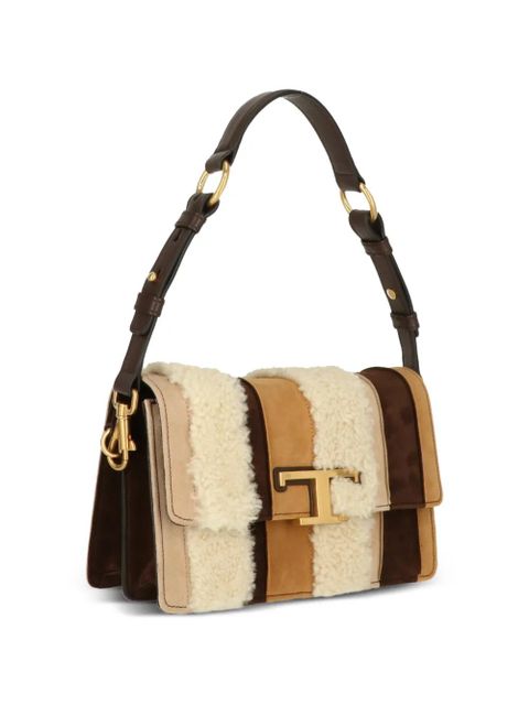 Tod's shearling-trim shoulder bag - Neutrals
