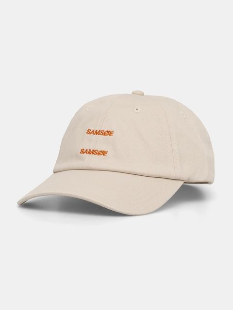Samsoe Samsoe czapka z daszkiem bawełniana SAADDIE kolor beżowy z aplikacją U10000001