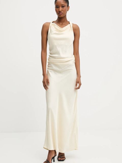 Answear.LAB sukienka kolor żółty maxi rozkloszowana