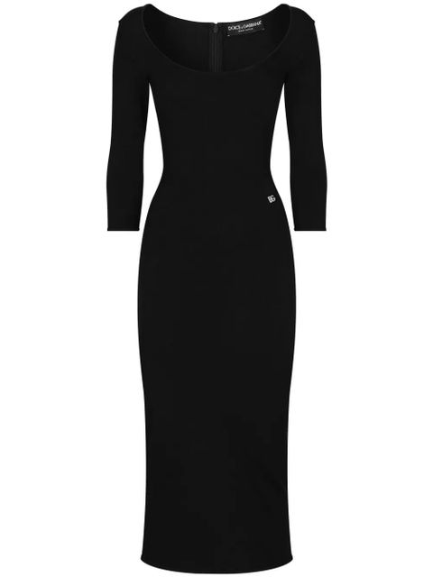 Dolce & Gabbana logo-plaque midi dress - Black - zdjęcie produktu nr 1