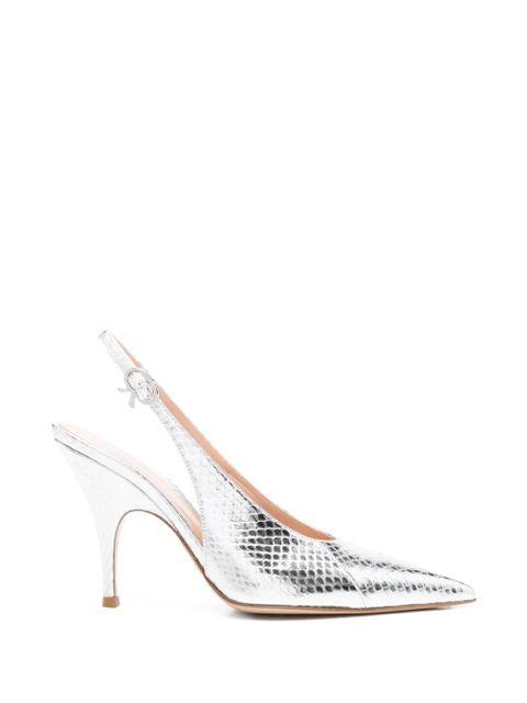 Gianvito Rossi Sofia point reptile-effect pumps - Silver - zdjęcie produktu nr 1