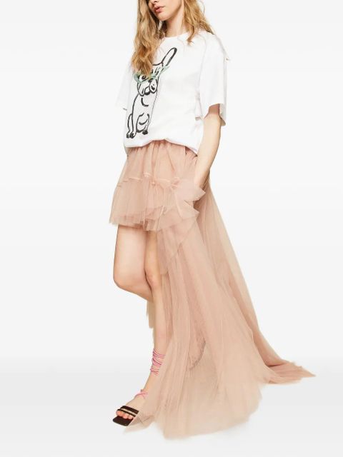 TWINSET x Myfo asymmetric tulle skirt - Neutrals