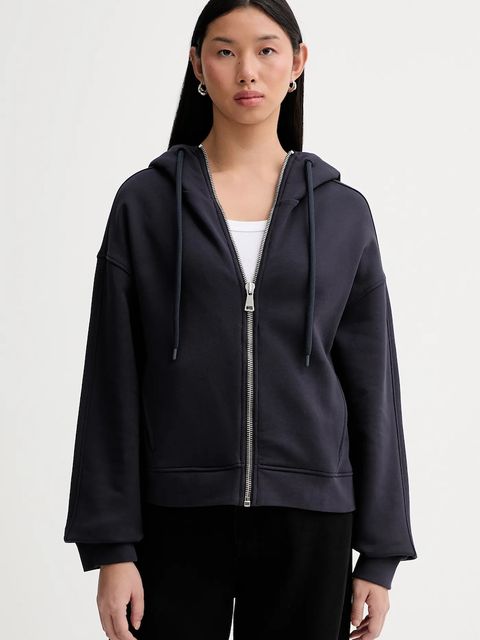 Marc O'Polo bluza bawełniana damska kolor granatowy z kapturem gładka 5000007531 - zdjęcie produktu nr 1