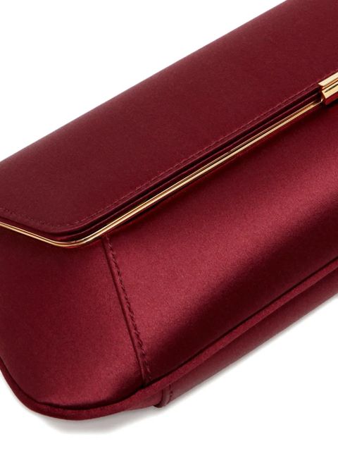 Amina Muaddi satin logo clutch bag - Red