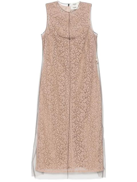 FENDI floral-lace midi dress - Neutrals - zdjęcie produktu nr 1