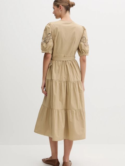 Dkny sukienka bawełniana kolor zielony midi rozkloszowana P5DB0B48 - zdjęcie produktu nr 2