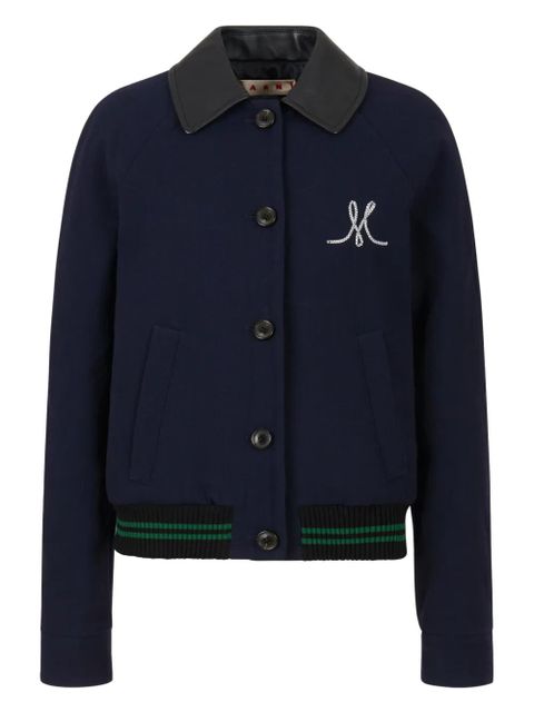 Marni embroidered-detail bomber jacket - Blue - zdjęcie produktu nr 1