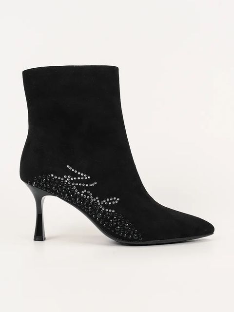 Karl Lagerfeld botki zamszowe SIENNA damskie kolor czarny na szpilce KL32743A - zdjęcie produktu nr 1