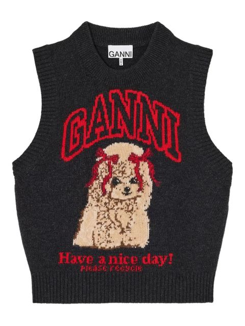 GANNI graphic knitted vest - Grey - zdjęcie produktu nr 1