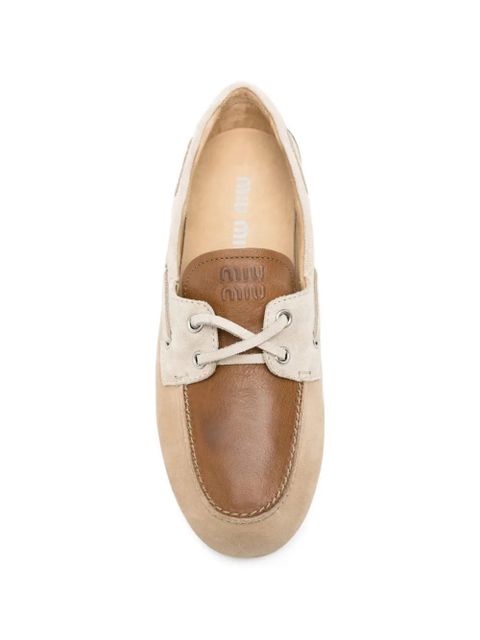 Miu Miu suede boat shoes - Neutrals