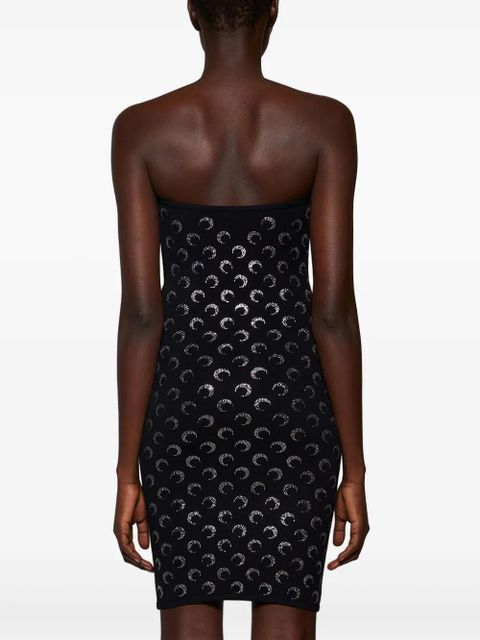 Marine Serre moon-rhinestone tube dress - Black